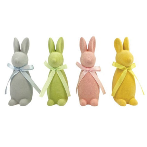 11cm Easter Flock Rabbit Decoration - Everything Party