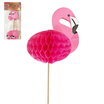 12pc Flamingo Honeycomb Pick - Everything Party
