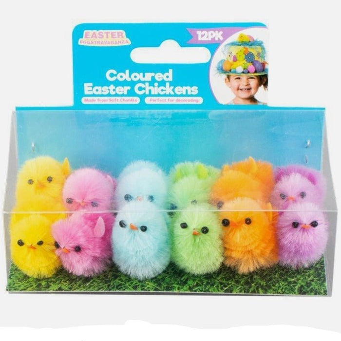 12pk Assorted Colour Easter Craft Plush Chicks 3cm - Everything Party
