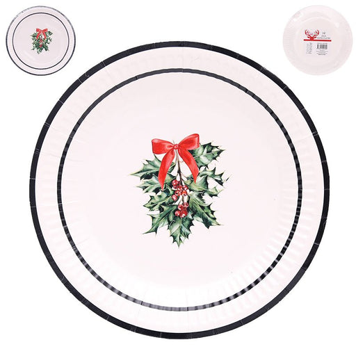 12pk Christmas Paper Plates 18cm - Red Berry - Everything Party
