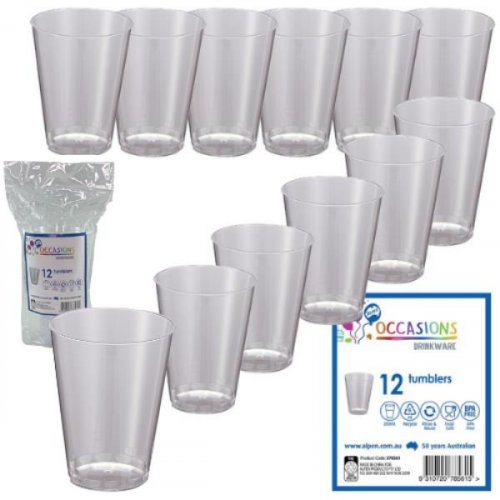 12pk Clear Plastic Tumblers 200ml - Everything Party
