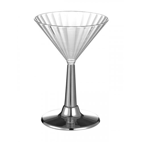 12pk Deluxe Metallic Silver Trimmed Martini Glass 175ml - Everything Party