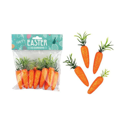 12pk Easter Mini Glitter Foam Carrots - Everything Party
