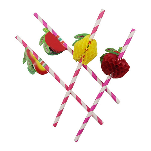 12pk Hawaii Tropical Honeycomb Paper Straws - Everything Party