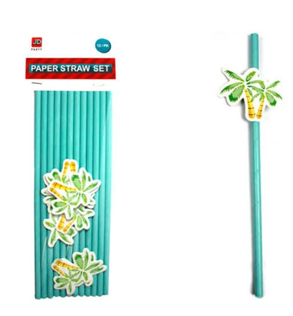 12pk Hawaii Tropical Paper Straw set - Everything Party