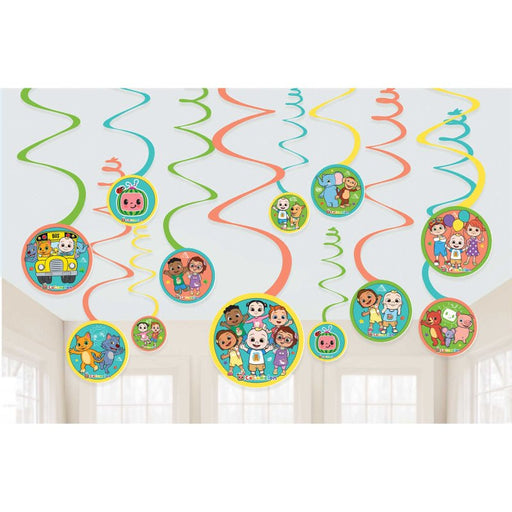 12pk Licensed Cocomelon Party Hanging Swirl Decoration - Everything Party