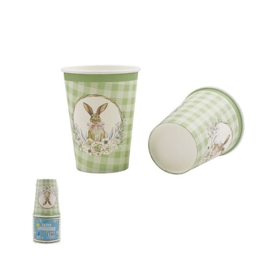 12pk Mint Gingham Easter Paper Cups 266ml - Everything Party