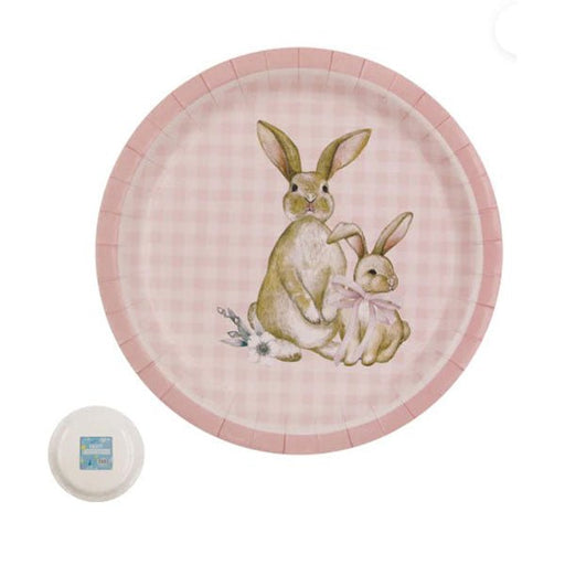 12pk Pink Gingham Easter Paper Plate 23cm - Everything Party