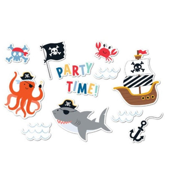 12pk Ships Ahoy Pirate Cutouts Wall Decoration - Everything Party