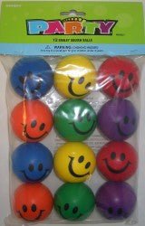 12pk Smiley Face Squishy Foam Ball - Everything Party