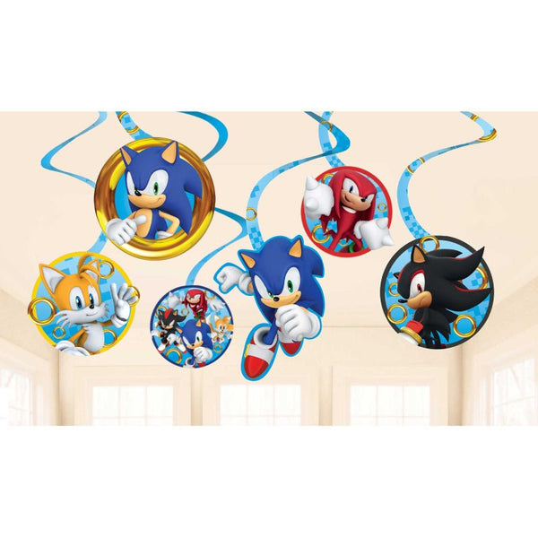 12pk Super Sonic The Hedgehog Party Hanging Spiral Swirls - Everything Party