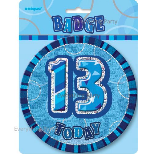 13th Birthday Jumbo Badge - Blue - Everything Party