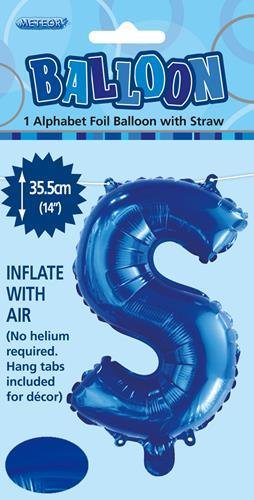 14" Alphabet Foil Balloon - Letter S (5 colours) - Everything Party