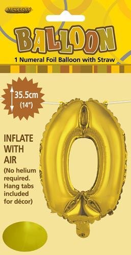 14" Number Foil Balloon - Number 0 (5 colours) - Everything Party