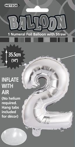 14" Number Foil Balloon - Number 2 (5 colours) - Everything Party