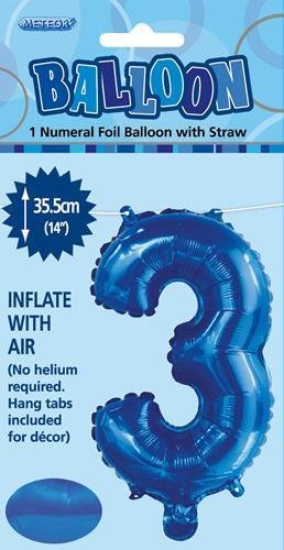 14" Number Foil Balloon - Number 3 (5 colours) - Everything Party