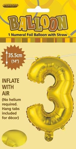 14" Number Foil Balloon - Number 3 (5 colours) - Everything Party