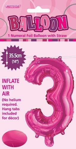 14" Number Foil Balloon - Number 3 (5 colours) - Everything Party