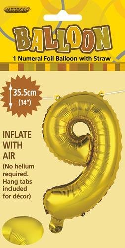 14" Number Foil Balloon - Number 9 (5 colours) - Everything Party