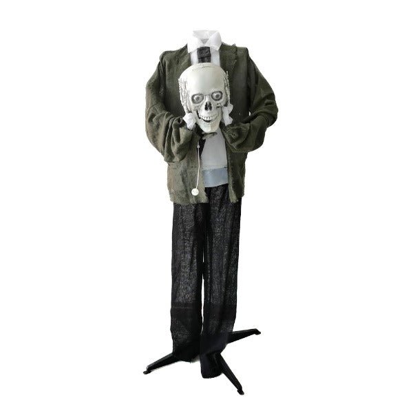 145cm Animated Skeleton Man Holding Head with Light Up Eyes and Sound - Everything Party