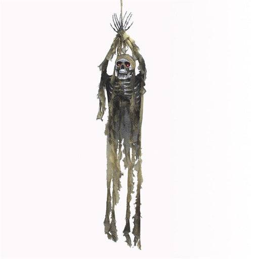 150cm Animated Hanging Skeleton with Sound & Light Halloween Prop - Everything Party