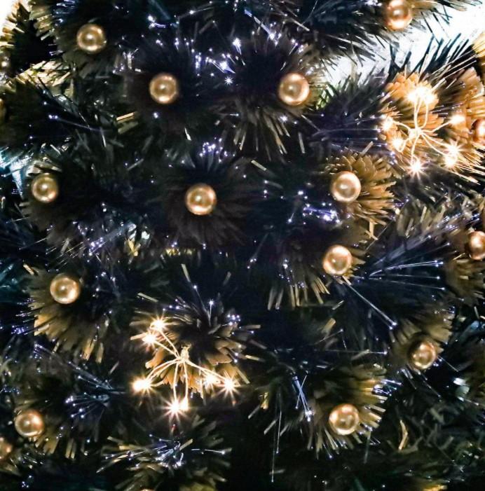 150cm Green Christmas Tree with Ultra Bright Warm White Fibre Optic LED Lights and Gold Balls - Everything Party