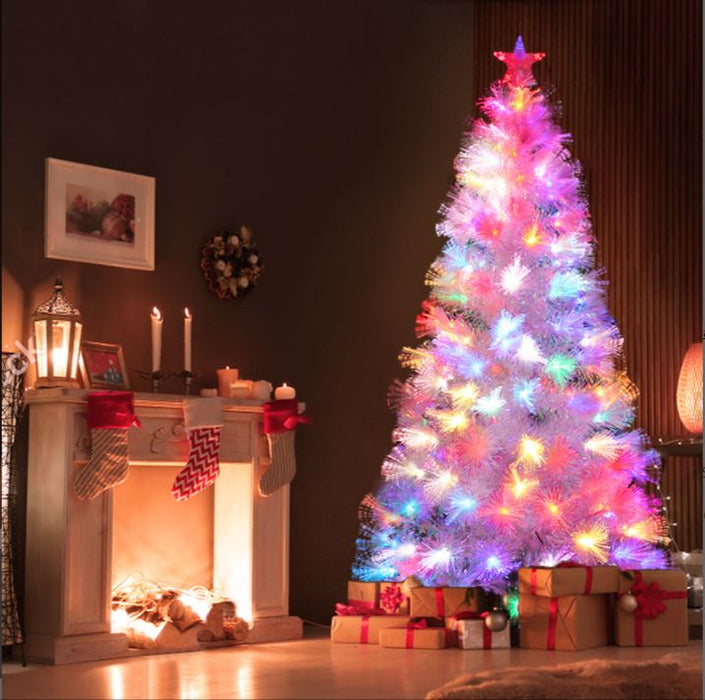 150cm White Christmas Tree with Ultra Bright Multicolour Fibre Optic Flashing LED Lights - Everything Party