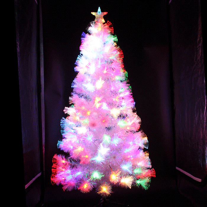 150cm White Christmas Tree with Ultra Bright Multicolour Fibre Optic Flashing LED Lights - Everything Party
