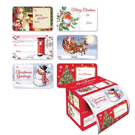 150pk Self Adhesive Traditional Christmas Gift Label Roll - Everything Party