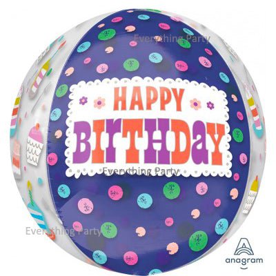 16" Orbz Happy Birthday Cake Balloon - Everything Party
