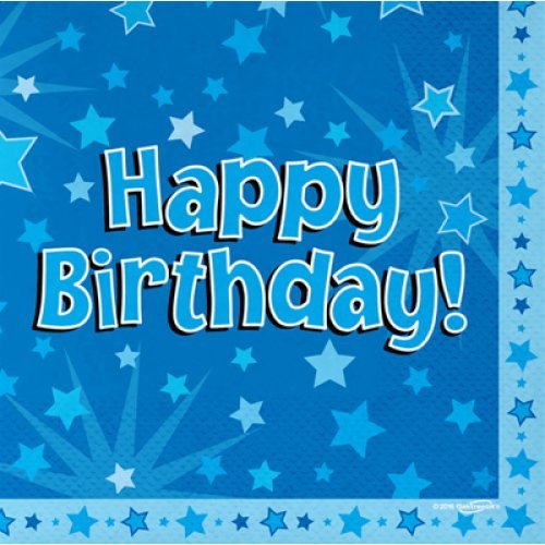 16pk Blue Luncheon Napkins - Happy Birthday - Everything Party