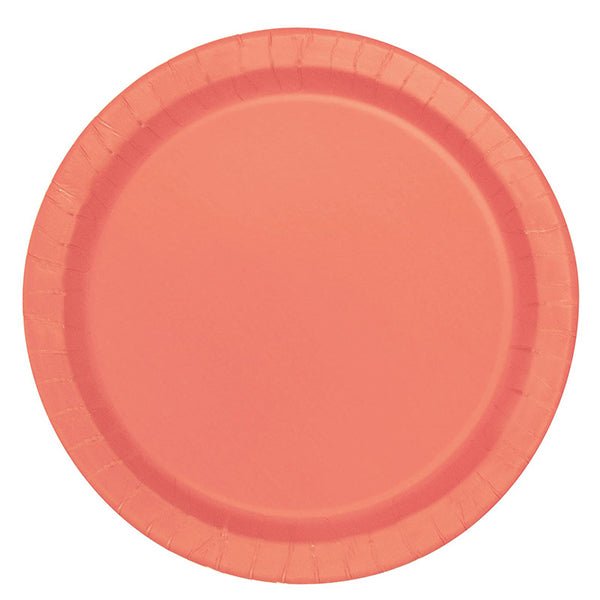 16pk Coral Paper Plates - 23cm - Everything Party