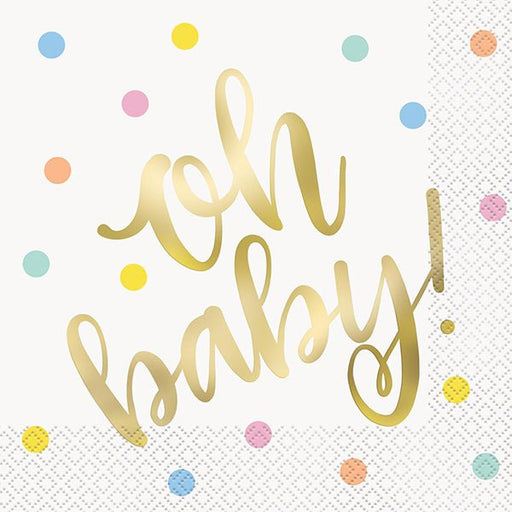 16pk Foil Stamped Oh Baby Napkins - Everything Party