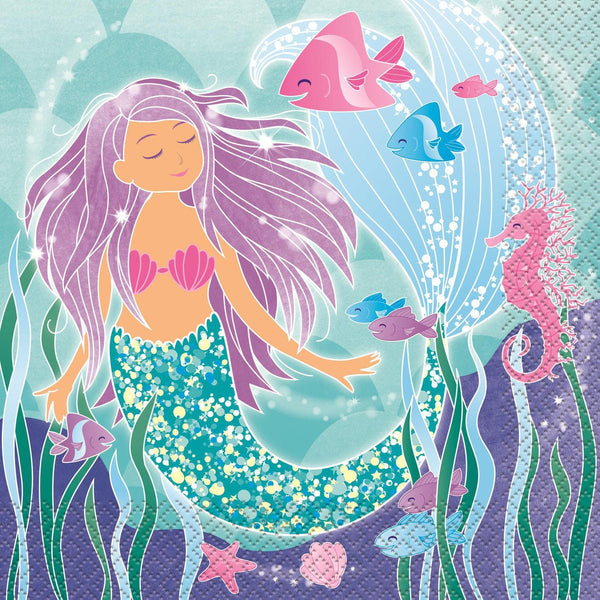 16pk Mermaid Party Luncheon Napkins - Everything Party