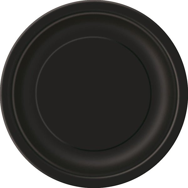 16pk Midnight Black Paper Plates - 23cm - Everything Party