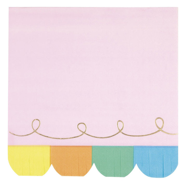 16pk Rainbow Birthday Sweets Foil Stamped Napkins 2ply - Everything Party