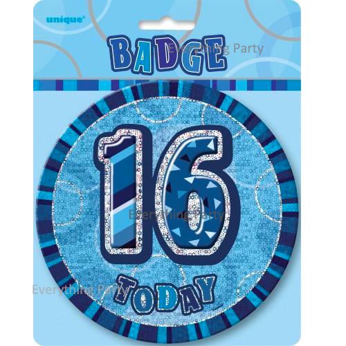 16th Birthday Jumbo Badge - Blue - Everything Party