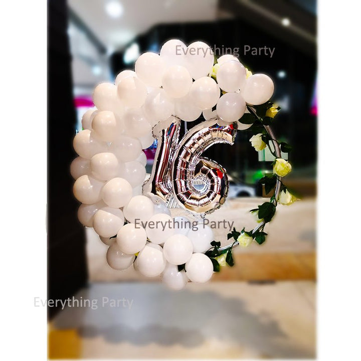 16th Birthday Silver Jumbo Confetti Balloon and Orbz Helium Balloon Bouquet - Everything Party