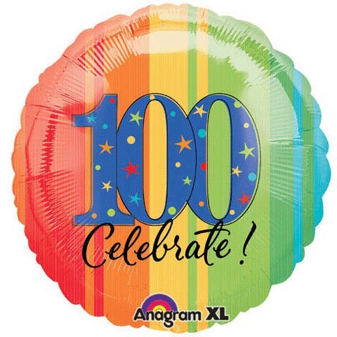 17" Anagram 100th Birthday Celebrate Rainbow Foil Balloon - Everything Party