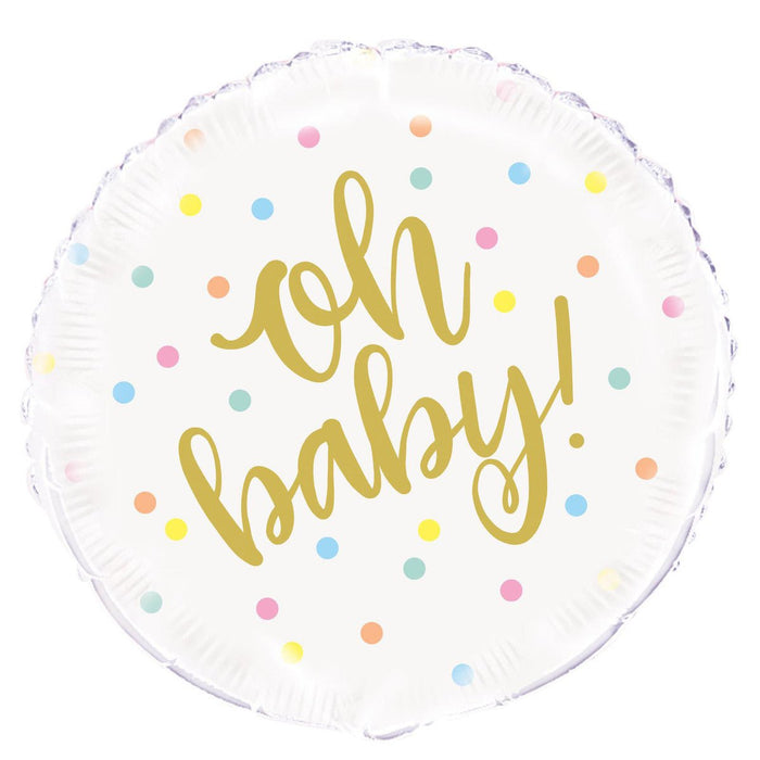18" 45cm Oh Baby Pastel Dots Foil Balloon - Everything Party