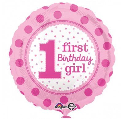 18" Anagram 1st Birthday Girl Pink Foil Balloon - Everything Party