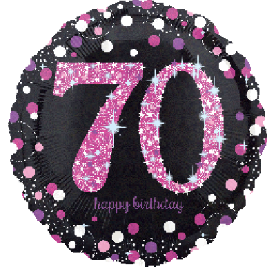 18" Anagram 70th Birthday Holographic Sparkling Pink Foil Balloon - Everything Party