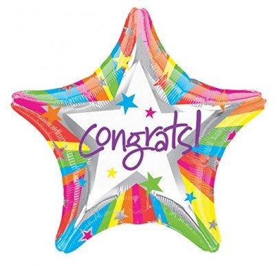18" Anagram Congratulations Rainbow Star Shape Foil Balloon - Everything Party