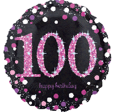 18" Anagram Happy 100th Birthday Holographic Pink Foil Balloon - Everything Party