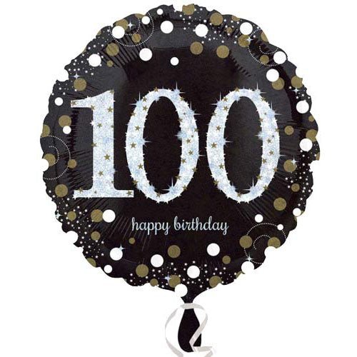 18" Anagram Happy 100th Birthday Holographic Silver Foil Balloon - Everything Party