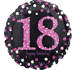 18" Anagram Happy 18th Birthday Holographic Pink Foil Balloon - Everything Party