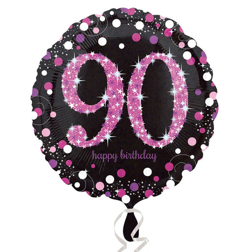 18" Anagram Happy 90th Birthday Holographic Pink Foil Balloon - Everything Party