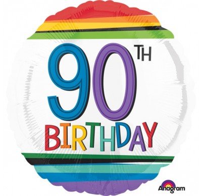 18" Anagram Happy 90th Birthday Rainbow Foil Balloon - Everything Party