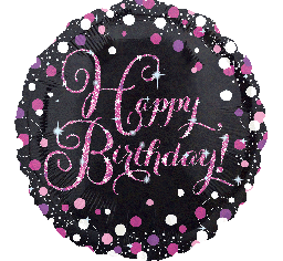 18" Anagram Holographic Happy Birthday Foil Balloon - Pink - Everything Party