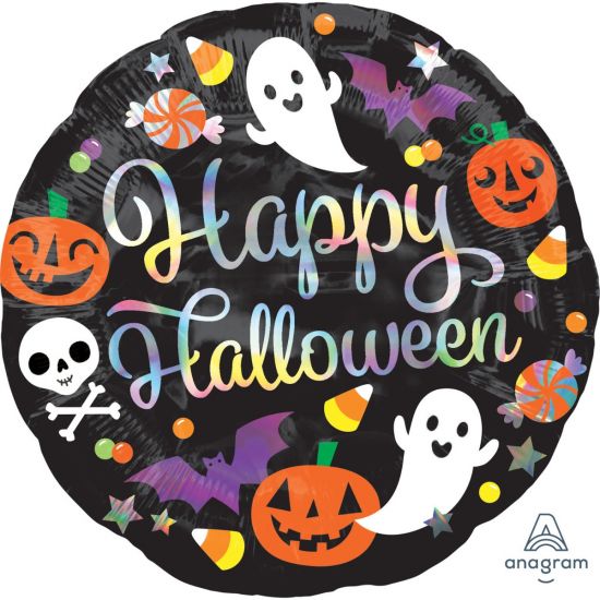 18" Anagram Holographic Happy Halloween Foil Balloon - Everything Party